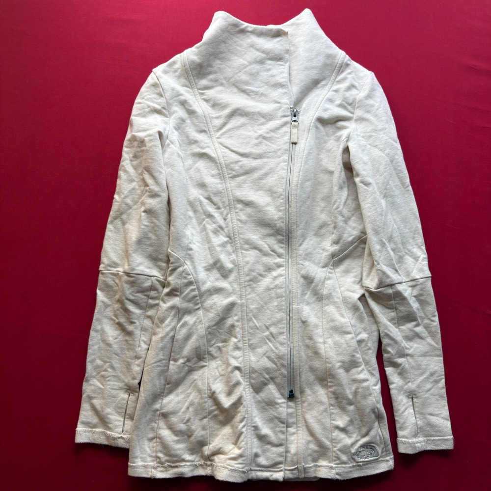 The North Face Womens‎ Asymmetric Zip Fleece Jacket Cream Oatmeal Small